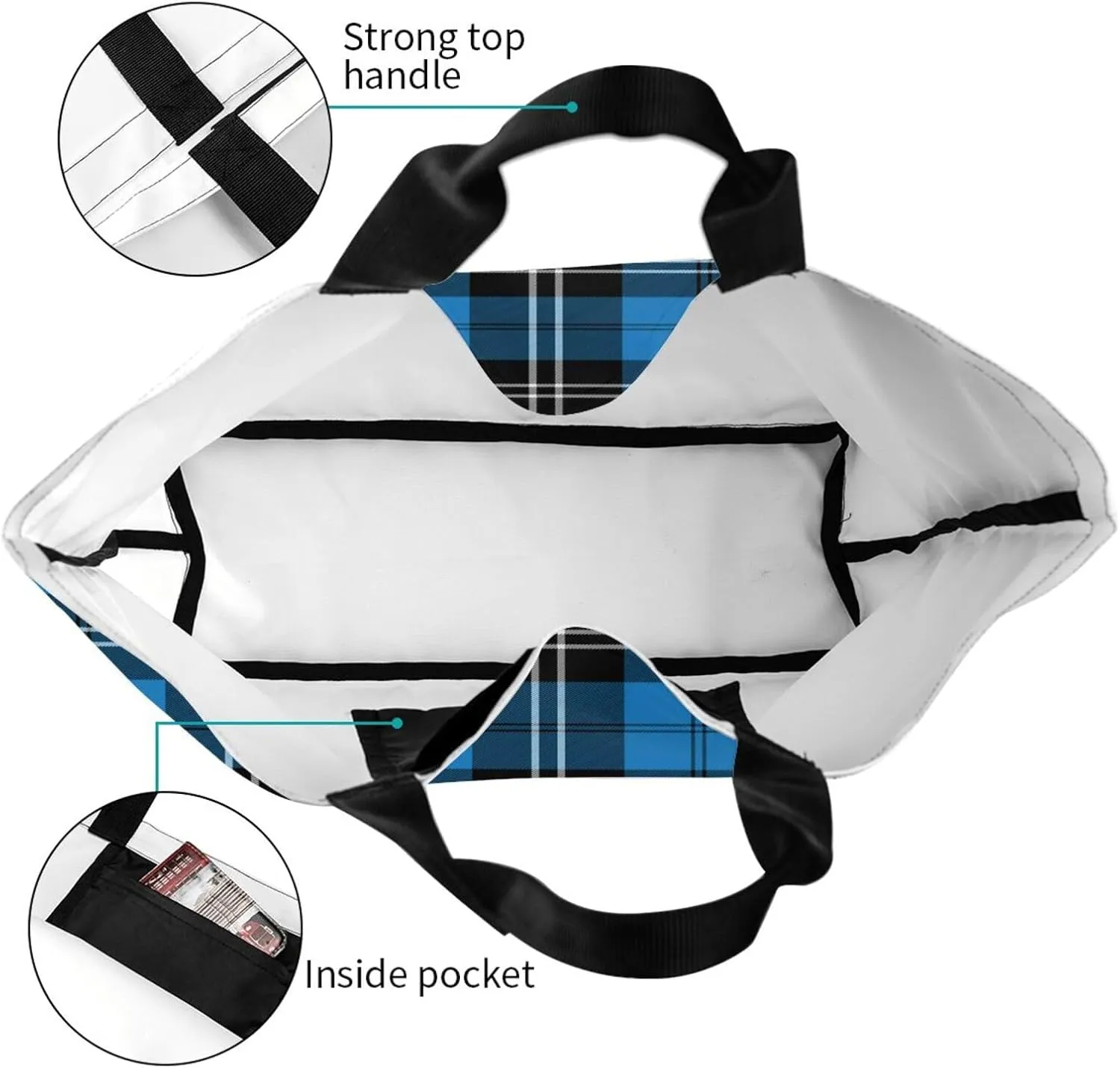 Tartan Tote Bag For Women Weekender Travel Bag Reusable Grocery Bags Large Totes Handbags