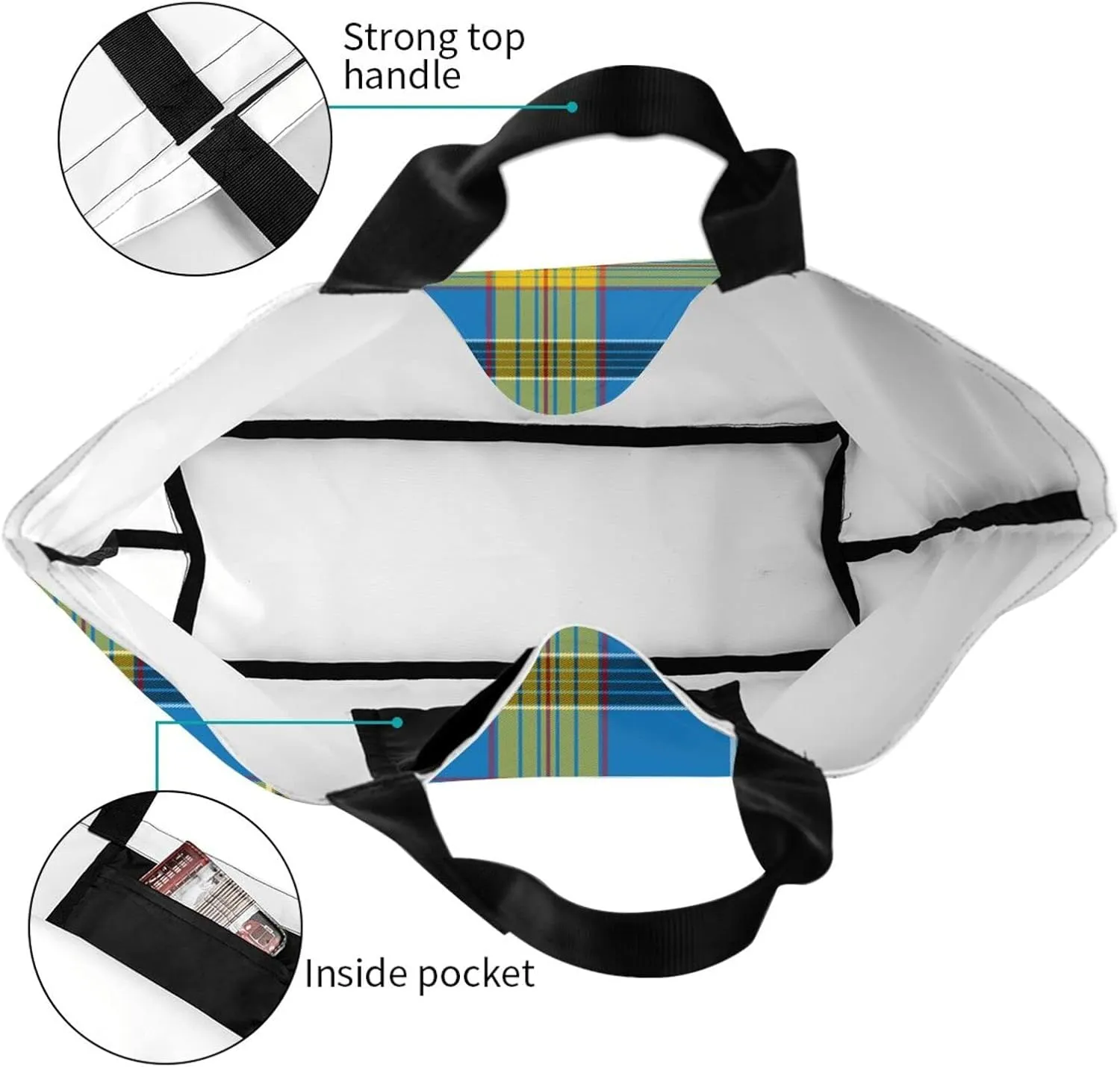 Tartan Tote Bag For Women Weekender Travel Bag Reusable Grocery Bags Large Totes Handbags