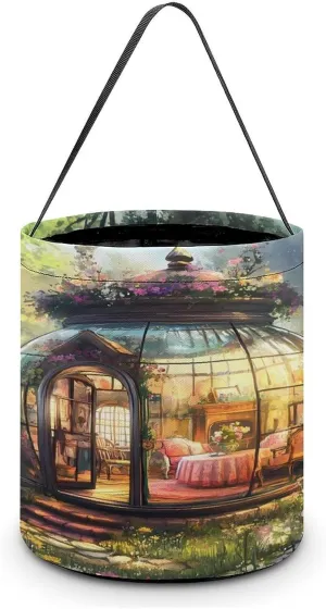 Teapot Cottage Halloween Candy Bag Candy Tote Bucket Gift Bags Party Supplies for Women Men