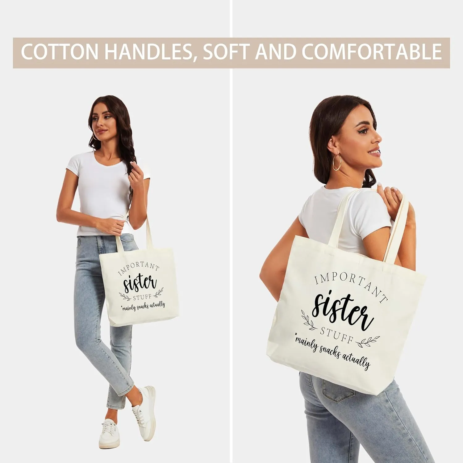 Thanks You Gifts Canvas Tote Bag, Important Stuff Tote Bags for Shopping Beach - I19-I25