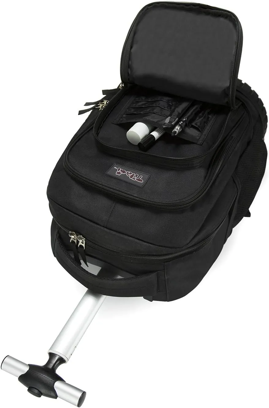 Tilami Kids Rolling Backpack 18 inch Boys and Girls Laptop Backpack, Black