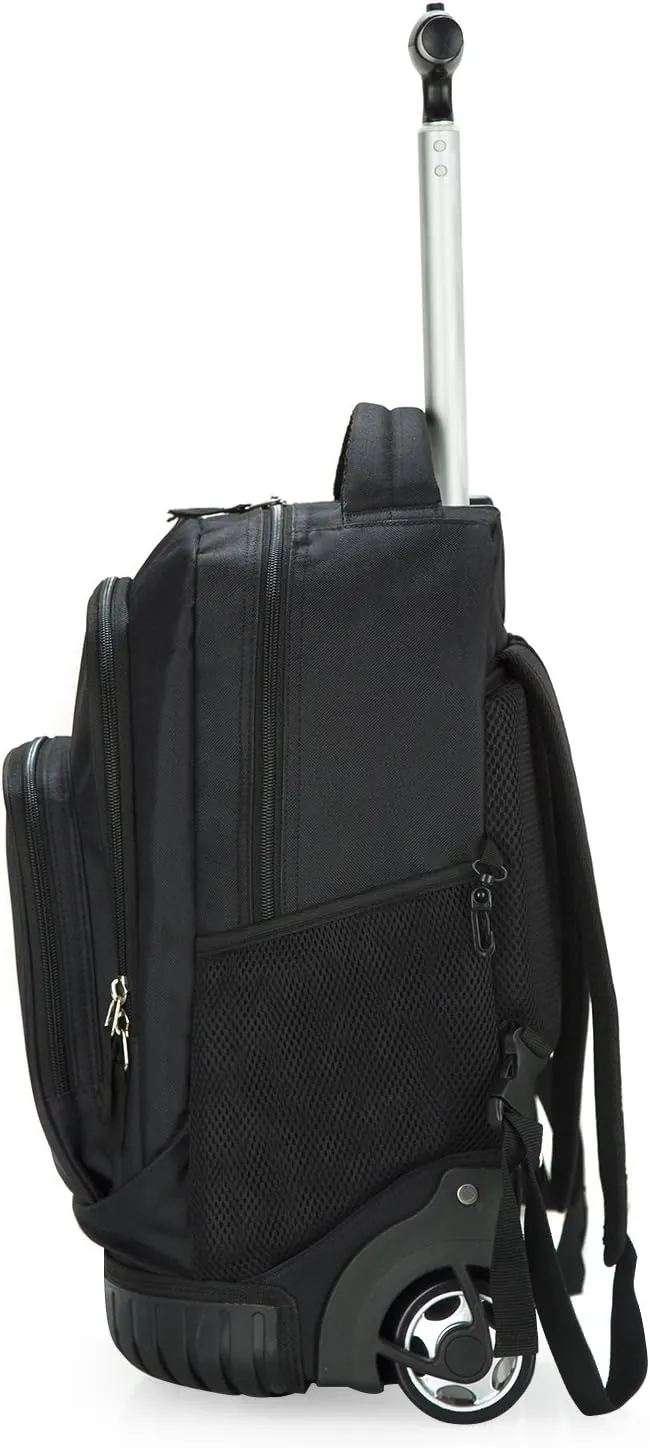 Tilami Kids Rolling Backpack 18 inch Boys and Girls Laptop Backpack, Black