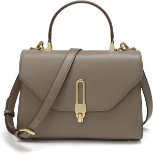 Top Handle Bag Fashion Leather Satchel Bag for Ladies, Zipper Pocket, MetalLeather tote bag for Women.