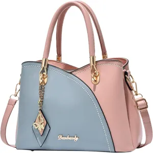 Tote Bag and Wallet Shoulder Women Handbag Large Capacity Plaid Contrast Color Middle One Shoulder Messenger Bag