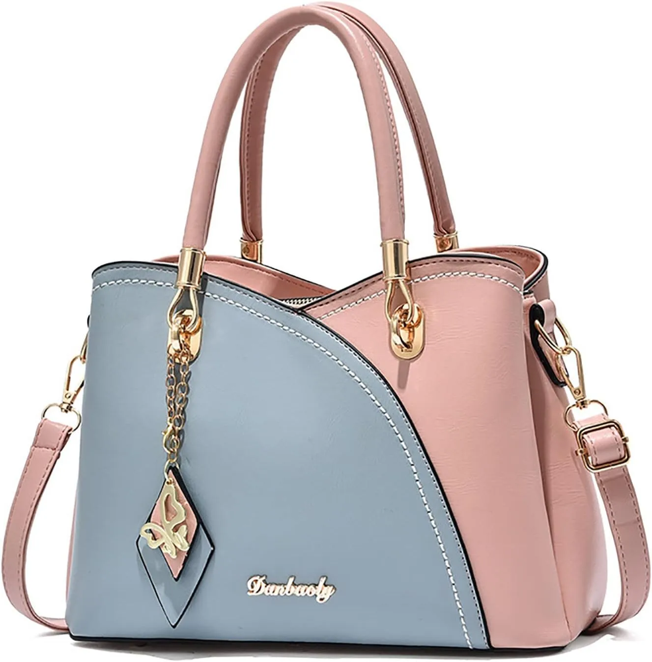 Tote Bag and Wallet Shoulder Women Handbag Large Capacity Plaid Contrast Color Middle One Shoulder Messenger Bag