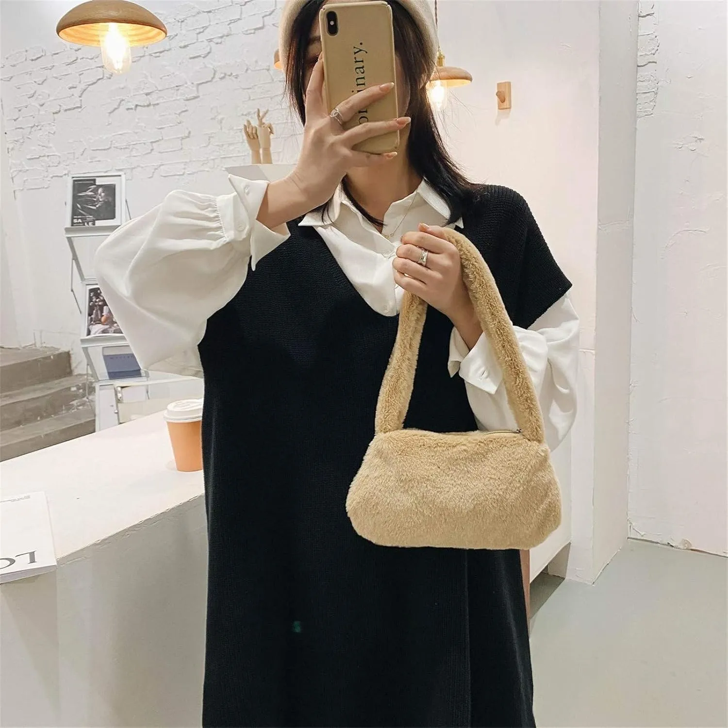Tote Bag for Women Furry Fashion Portable Shoulder Ladies Messenger Underarm Wild Bag