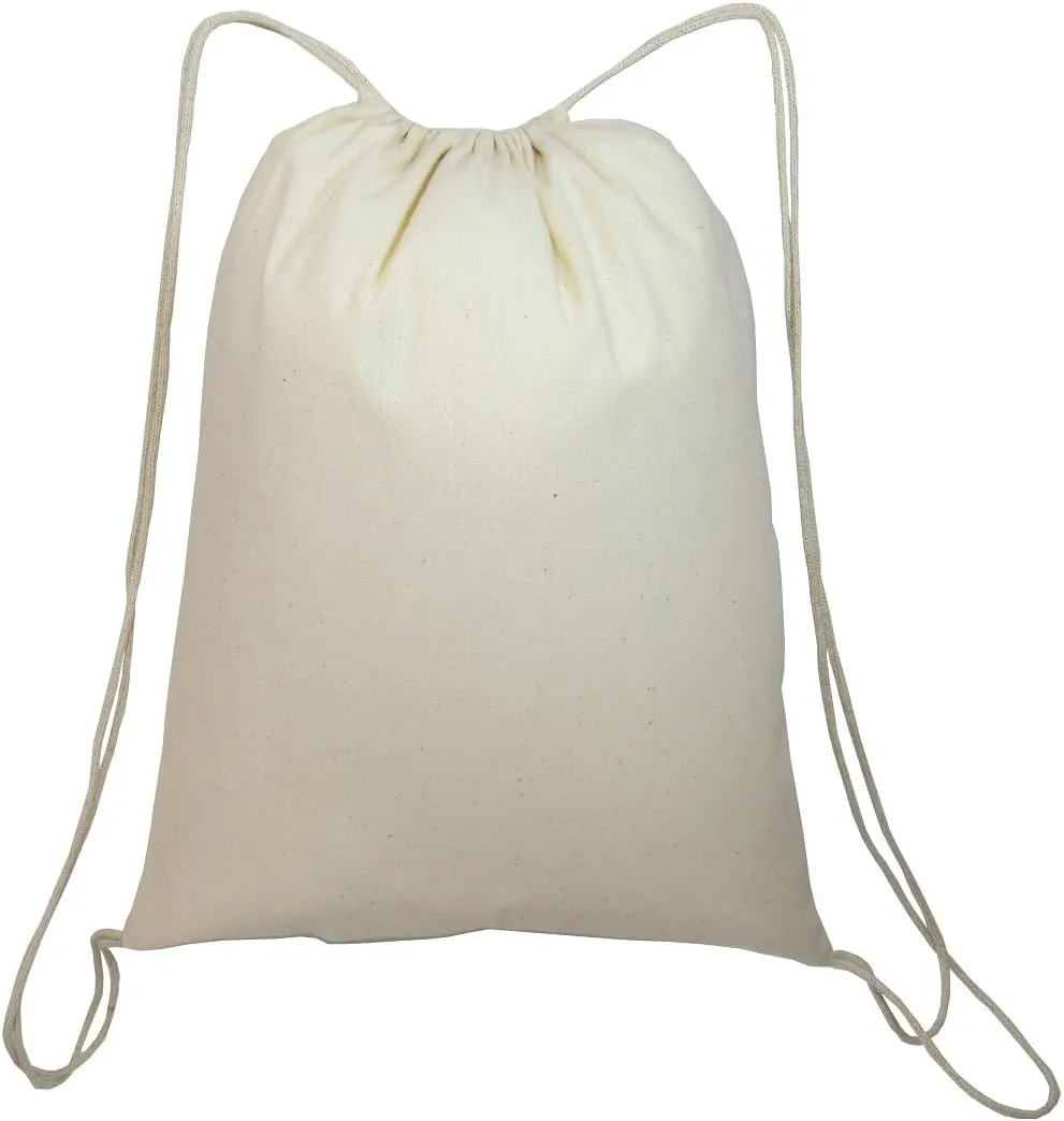 ToteBagFactory Promotional Priced Cotton Drawstring Bags Backpacks Art Craft One Size