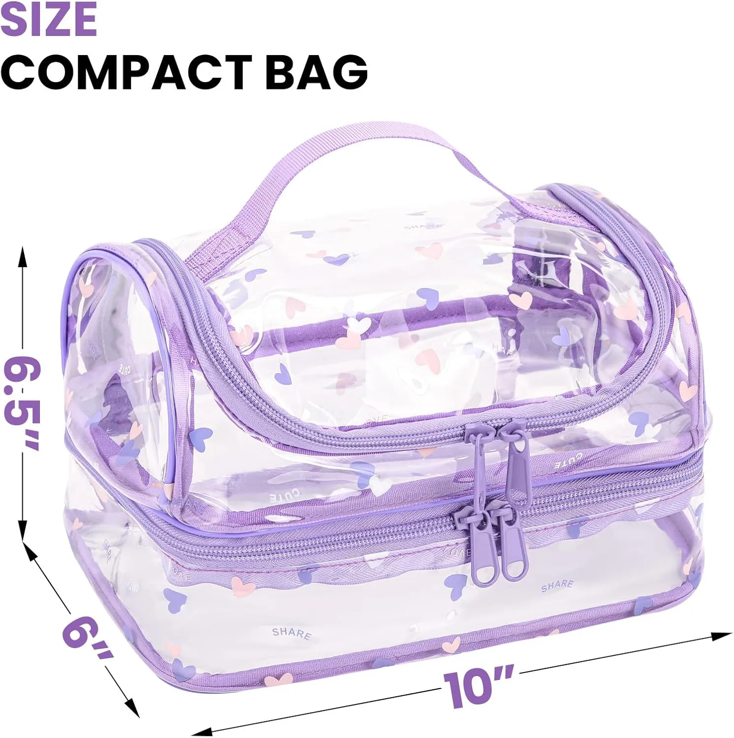 Transparent Backpacks with Lunch Box Sets (clear backpack & clear duoble lunch bag-purple)
