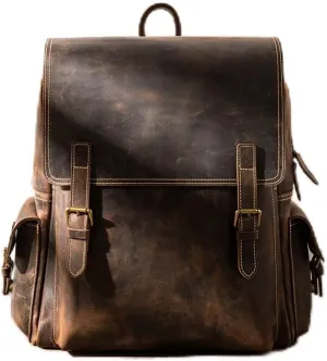 Travel Bags for Men, Mens Genuine Leather Laptop Backpacks Casual Daypack Briefcases, 13.43.917.3 Inch (Brown)