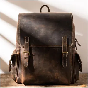 Travel Bags for Men, Mens Genuine Leather Laptop Backpacks Casual Daypack Briefcases, 13.43.917.3 Inch (Color : Brown)