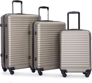 Travel Light with 3 Piece Luggage Set, Lightweight ABS Suitcases, Spinner Wheels, Gold Color