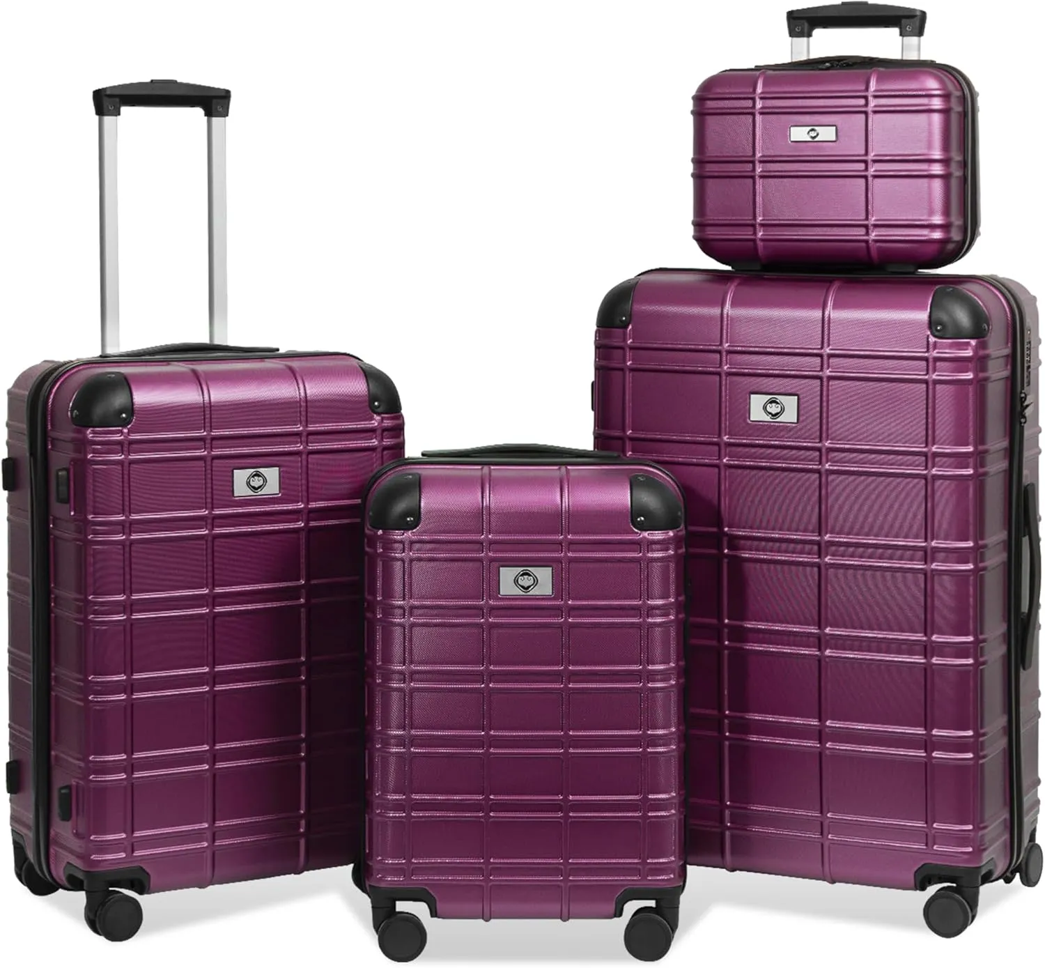 Travel Made Easy with 4-Piece Luggage Set, Lightweight Durable Hardshell with 360-Degree Spinner Wheels, Purple