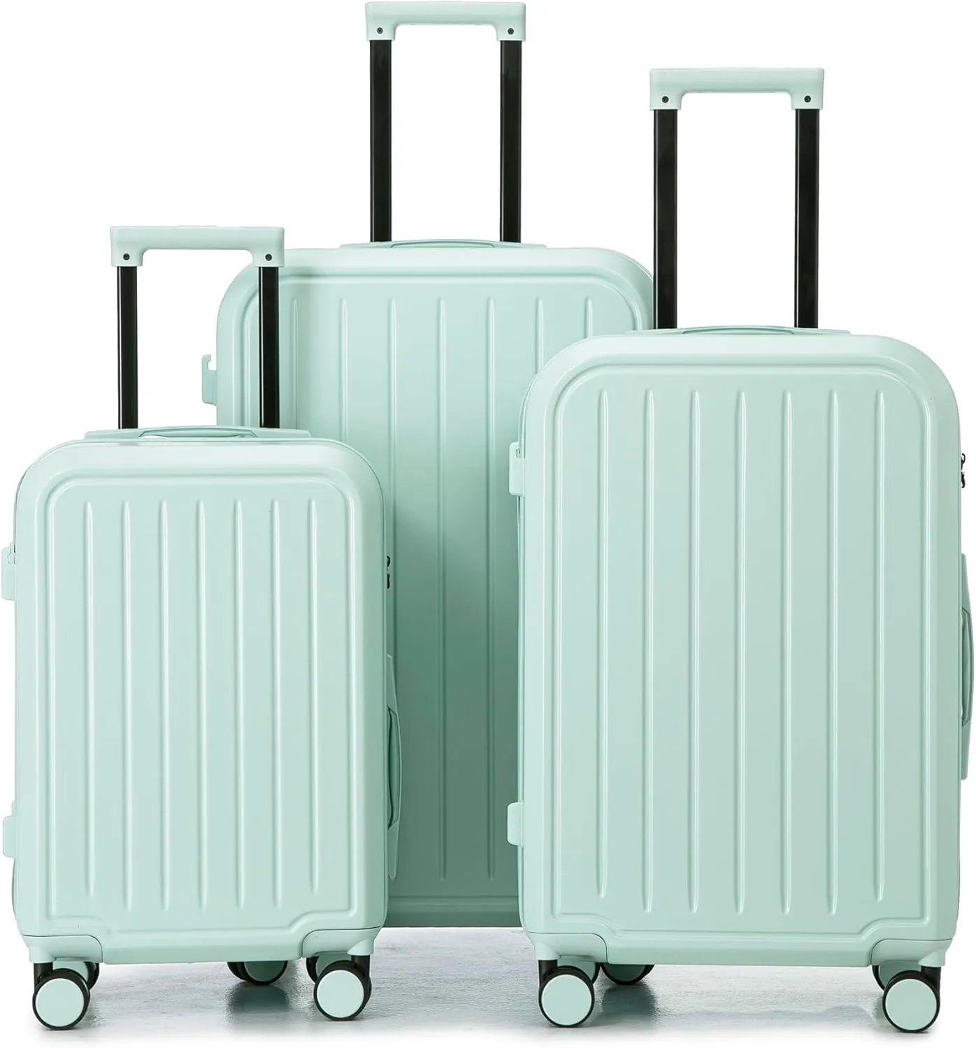 Travel Smart with 20/24/28in ABS Spinner Wheel Luggage, Spacious Interior, Built-in USB Port & Cup Holder, Mint Green