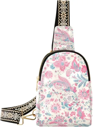 trendy Liberty Pattern Magenta leather fanny pack anti-theft fanny packs crossbody bags for hiking