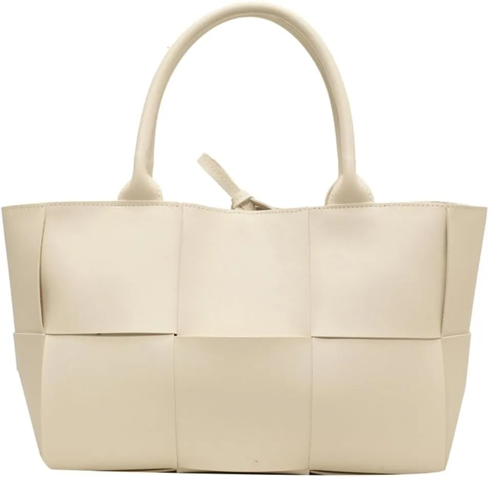 Trendy Woven Handbags for Women Large Vegan Leather Totes Bag Casual Working Shoulder Purse Top Handle Satchel