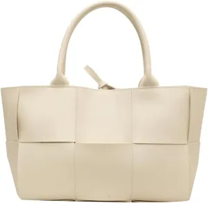 Trendy Woven Handbags for Women Large Vegan Leather Totes Bag Casual Working Shoulder Purse Top Handle Satchel