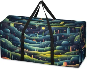 Universe Galaxy Extra Large Moving Bags Heavy Duty Storage Bags Glowing Galaxy Cloth Wrap Around Handles Double Zipper Reusable Convenient Foldable Storage Tote for Travel Camping Space Save