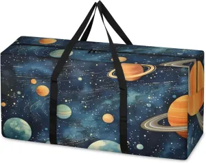 Universe Galaxy Extra Large Moving Bags Heavy Duty Storage Bags Graffiti Galaxy Cloth Wrap Around Handles Double Zipper Reusable Convenient Foldable Storage Tote for Travel Camping Space Save