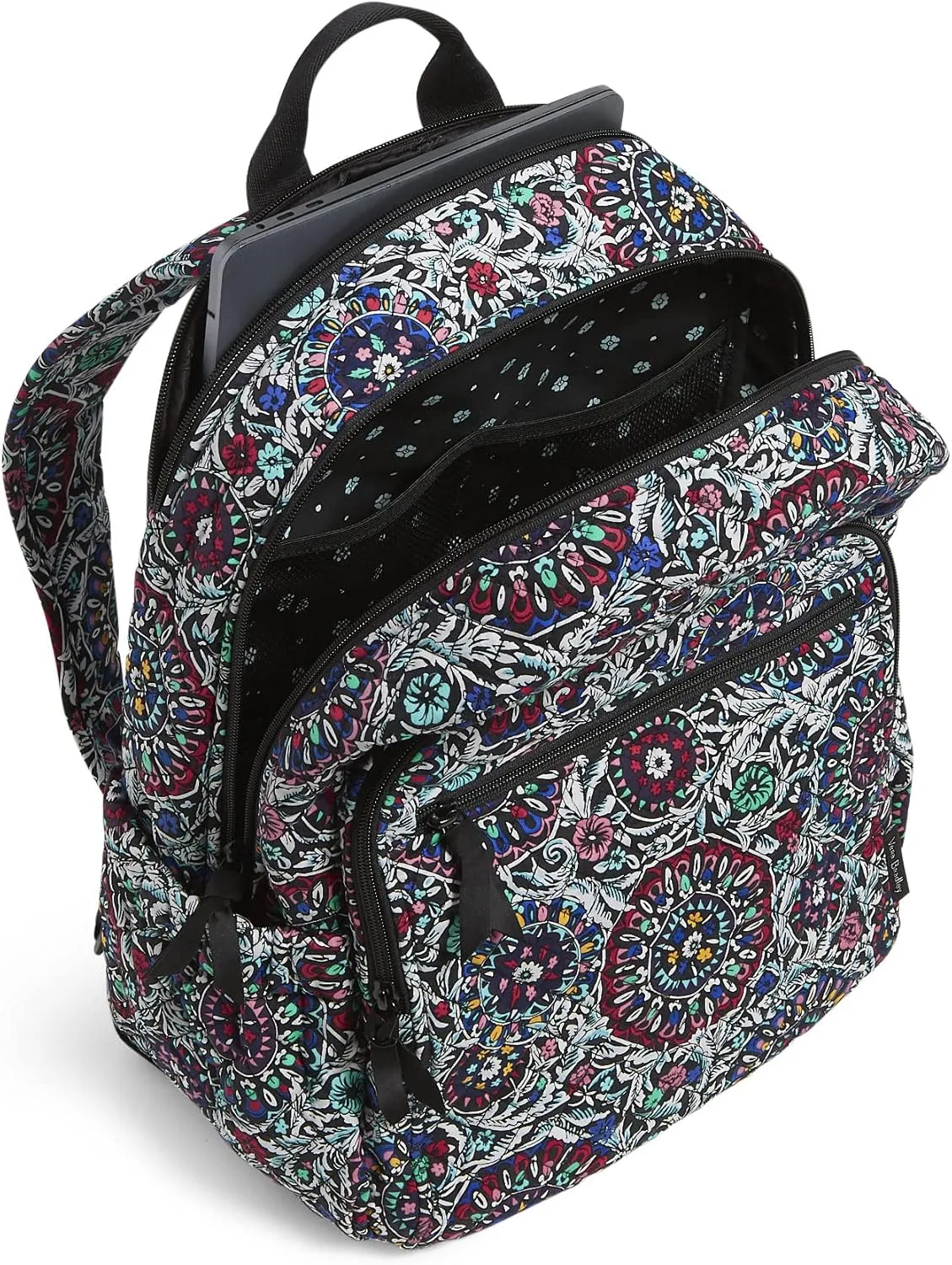 Vera Bradley Women's Cotton Campus Backpack, Stained Glass Medallion - Recycled Cotton, One Size