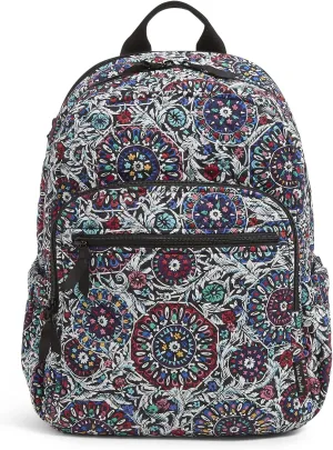 Vera Bradley Women's Cotton Campus Backpack, Stained Glass Medallion - Recycled Cotton, One Size