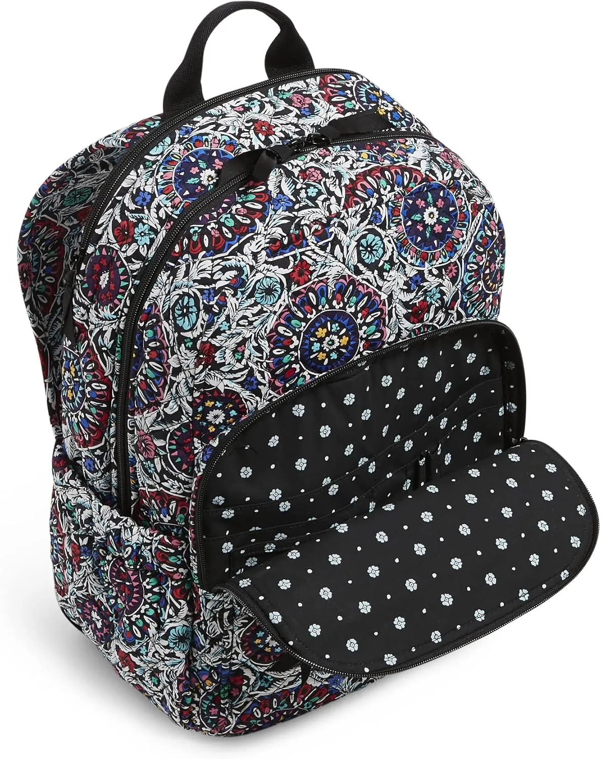 Vera Bradley Women's Cotton Campus Backpack, Stained Glass Medallion - Recycled Cotton, One Size