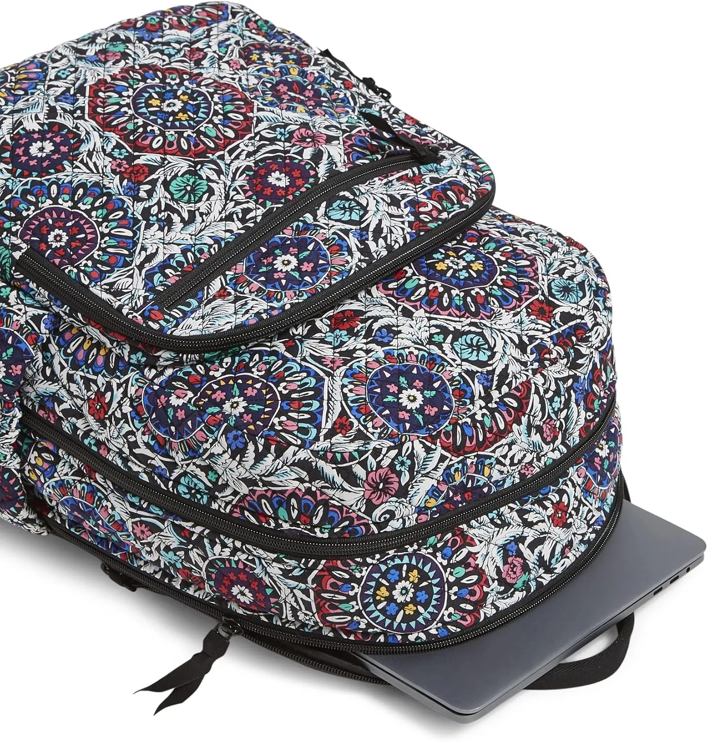 Vera Bradley Women's Cotton Campus Backpack, Stained Glass Medallion - Recycled Cotton, One Size