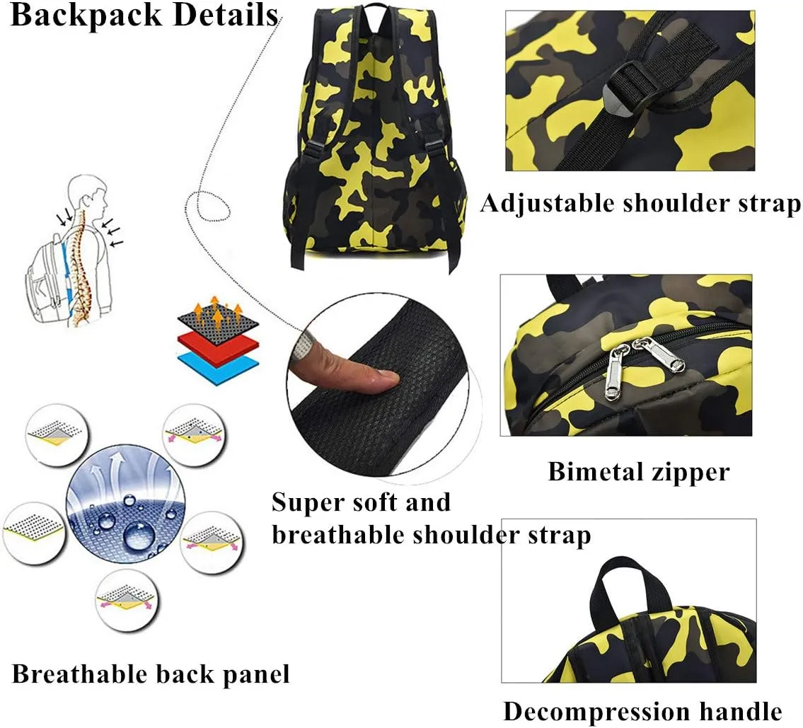 VIDOSCLA Camouflage Backpacks for Preschool Students Schoolbag Boys Bookbag for Kids
