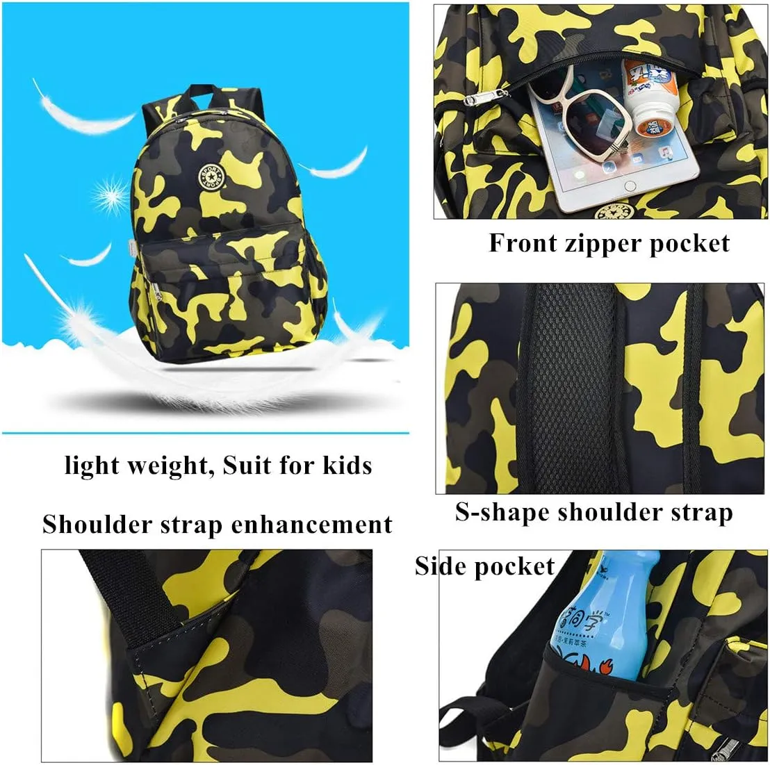 VIDOSCLA Camouflage Backpacks for Preschool Students Schoolbag Boys Bookbag for Kids