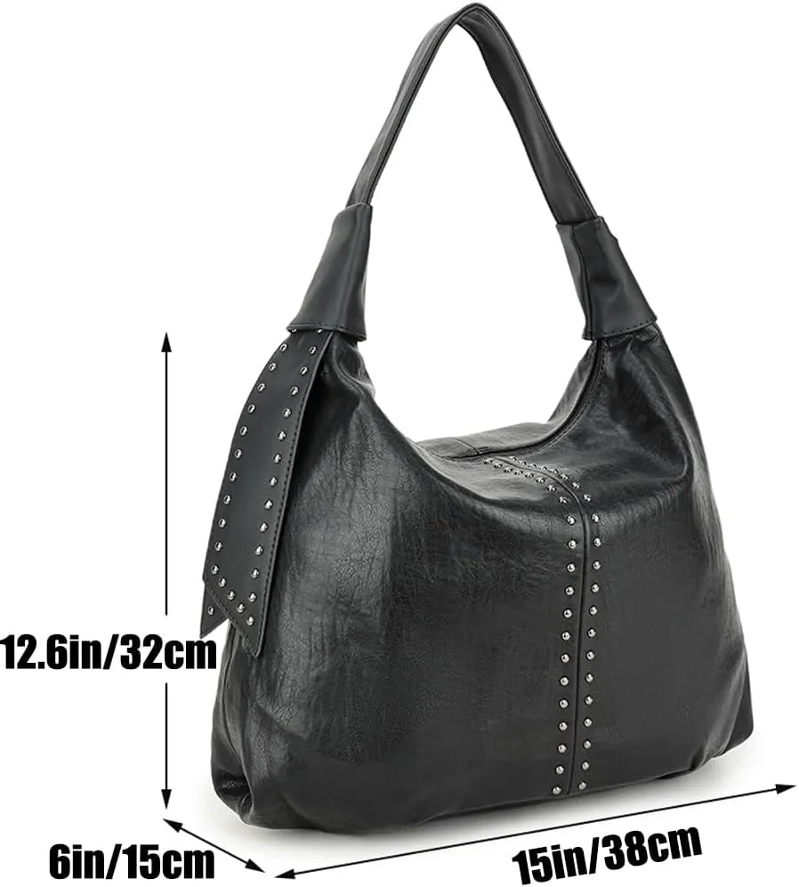 Vintage Handbags Womens Single Shoulder Tote Bag Vegan Leather Hobo Handbag Ladies Weekender Bag Rivet Totes Purse
