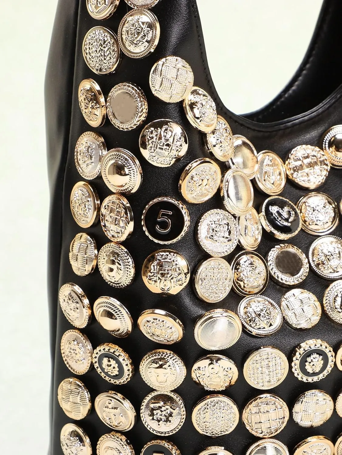 Vintage Leather Studded Purse Women Y2k Shoulder Bag 90s Punk Designer Handbags Bucket Bag 2000s Streetwear