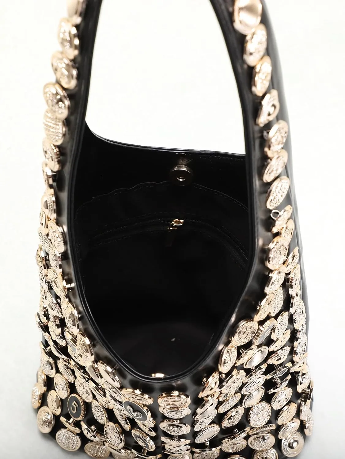 Vintage Leather Studded Purse Women Y2k Shoulder Bag 90s Punk Designer Handbags Bucket Bag 2000s Streetwear
