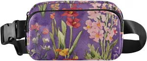 Watercolor Blossoms Purple Fashion Fanny Pack Waist Bag for Men Women Mini Running Belt Bag Waist Pack with Adjustable Strap for Travel Gym Work