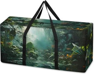 Watercolor Forest Extra Large Moving Bags Heavy Duty Storage Bags Magical Forest Cloth Wrap Around Handles Double Zipper Reusable Convenient Foldable Storage Tote for Travel Camping Space Save