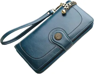 Waxed Leather Clutch Purse for Women Shoulder Bag Wallet Large Tote Handbag