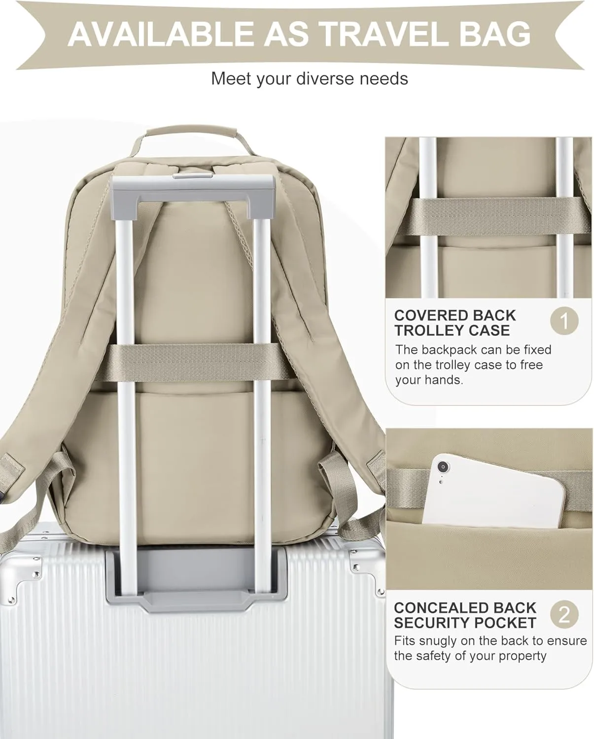 wepadre Backpack For School Women Men School Bag Aesthetic Backpack For College School Backpacks For Teen Girls High School Backpacks With Laptop Compartment Bookbags Bagpack Khaki