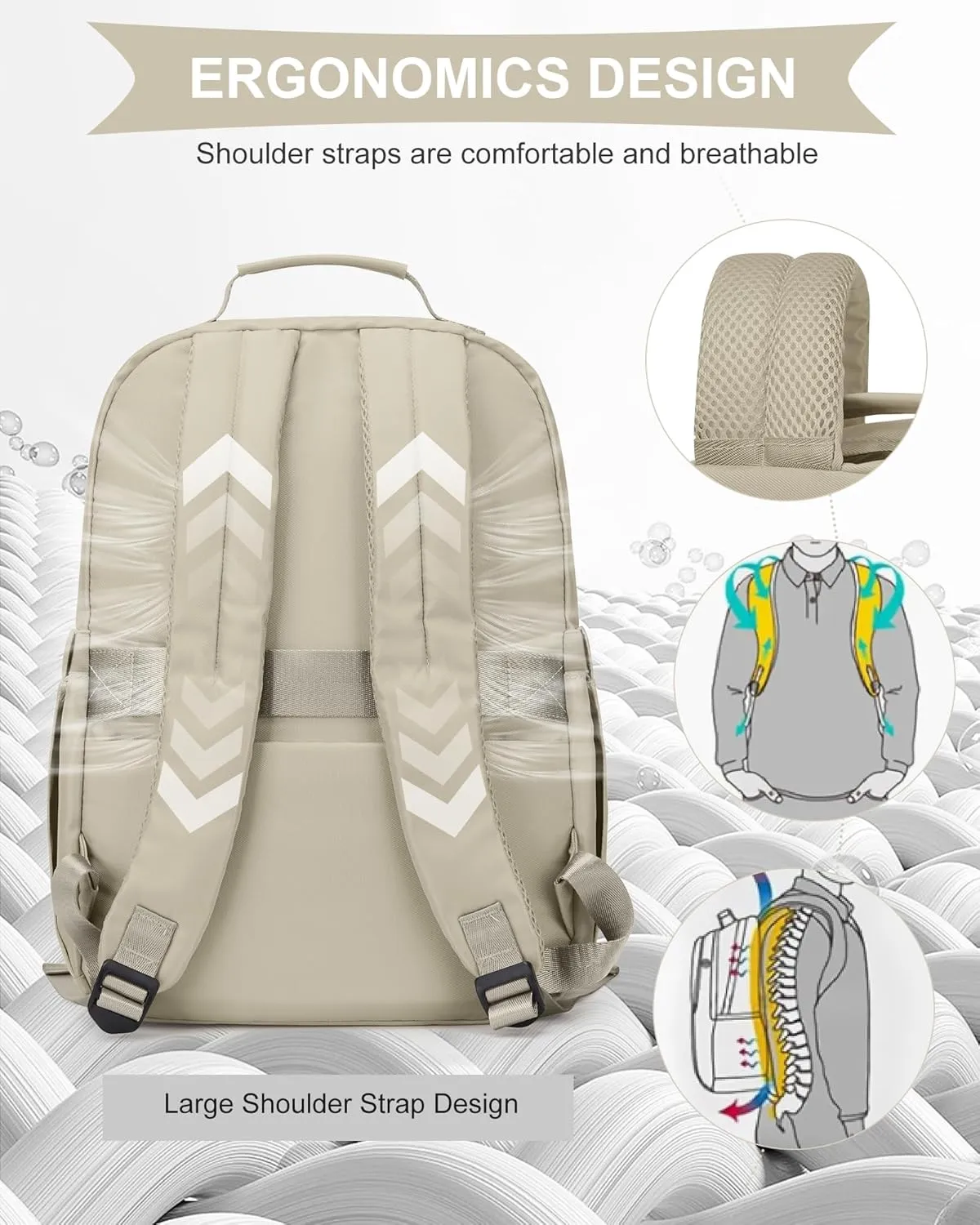 wepadre Backpack For School Women Men School Bag Aesthetic Backpack For College School Backpacks For Teen Girls High School Backpacks With Laptop Compartment Bookbags Bagpack Khaki