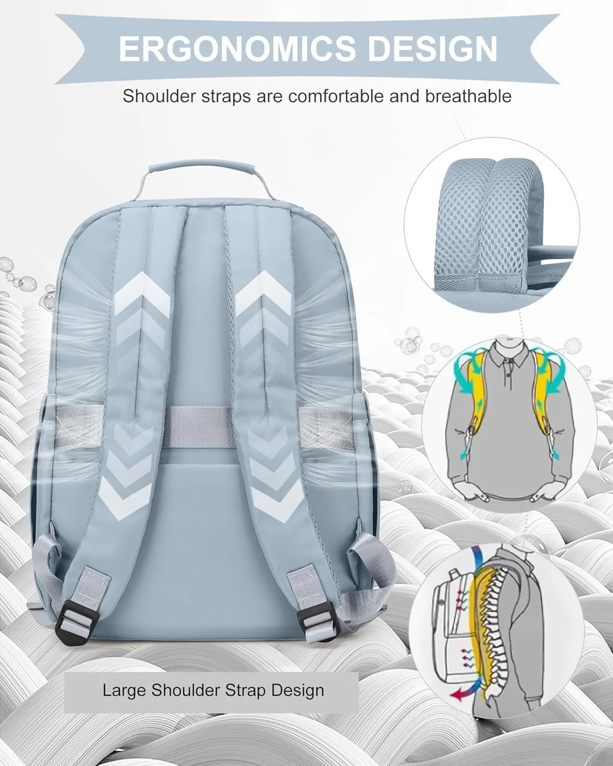 wepadre Backpack For School Women Men School Bag Aesthetic Backpack For College School Backpacks For Teen Girls High School Backpacks With Laptop Compartment Travel Bookbag Blue