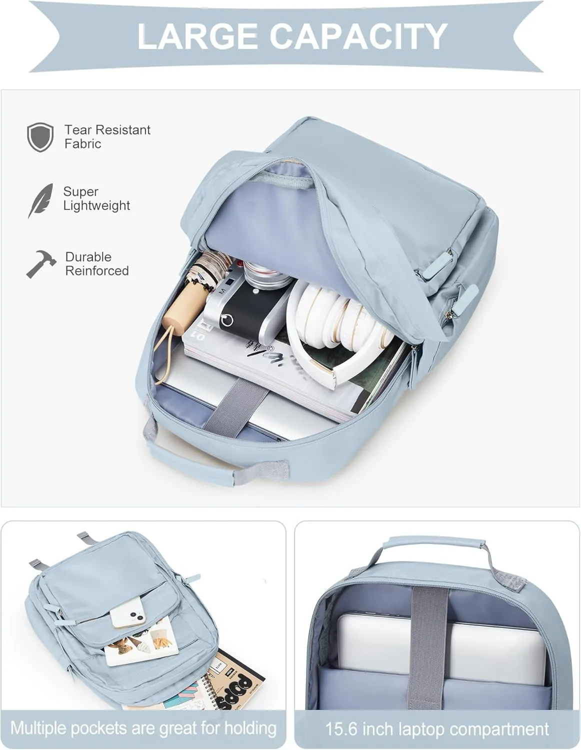 wepadre Backpack For School Women Men School Bag Aesthetic Backpack For College School Backpacks For Teen Girls High School Backpacks With Laptop Compartment Travel Bookbag Blue
