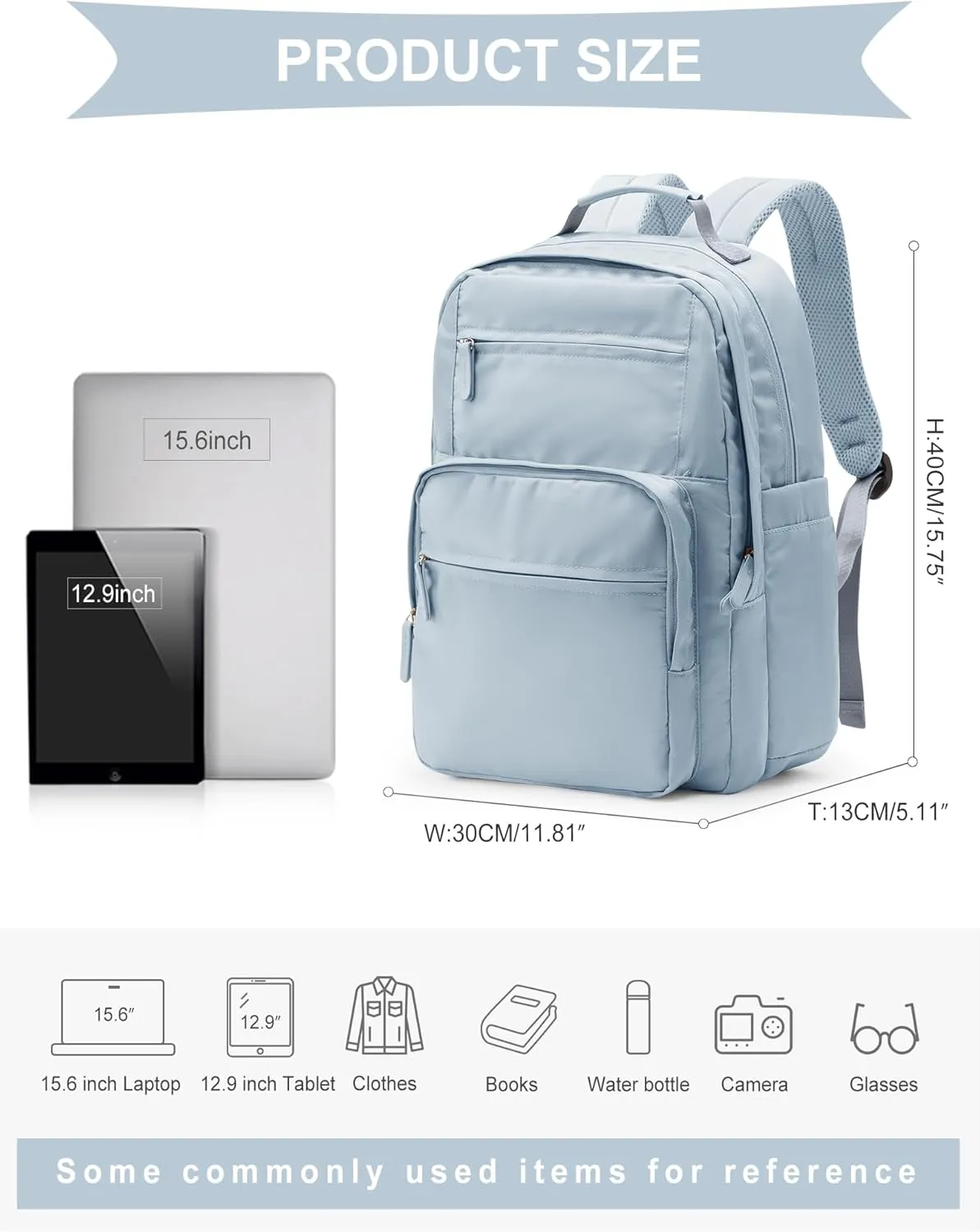 wepadre Backpack For School Women Men School Bag Aesthetic Backpack For College School Backpacks For Teen Girls High School Backpacks With Laptop Compartment Travel Bookbag Blue