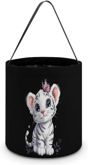White Tiger Butterfly Halloween Candy Bag Candy Tote Bucket Gift Bags Party Supplies for Women Men