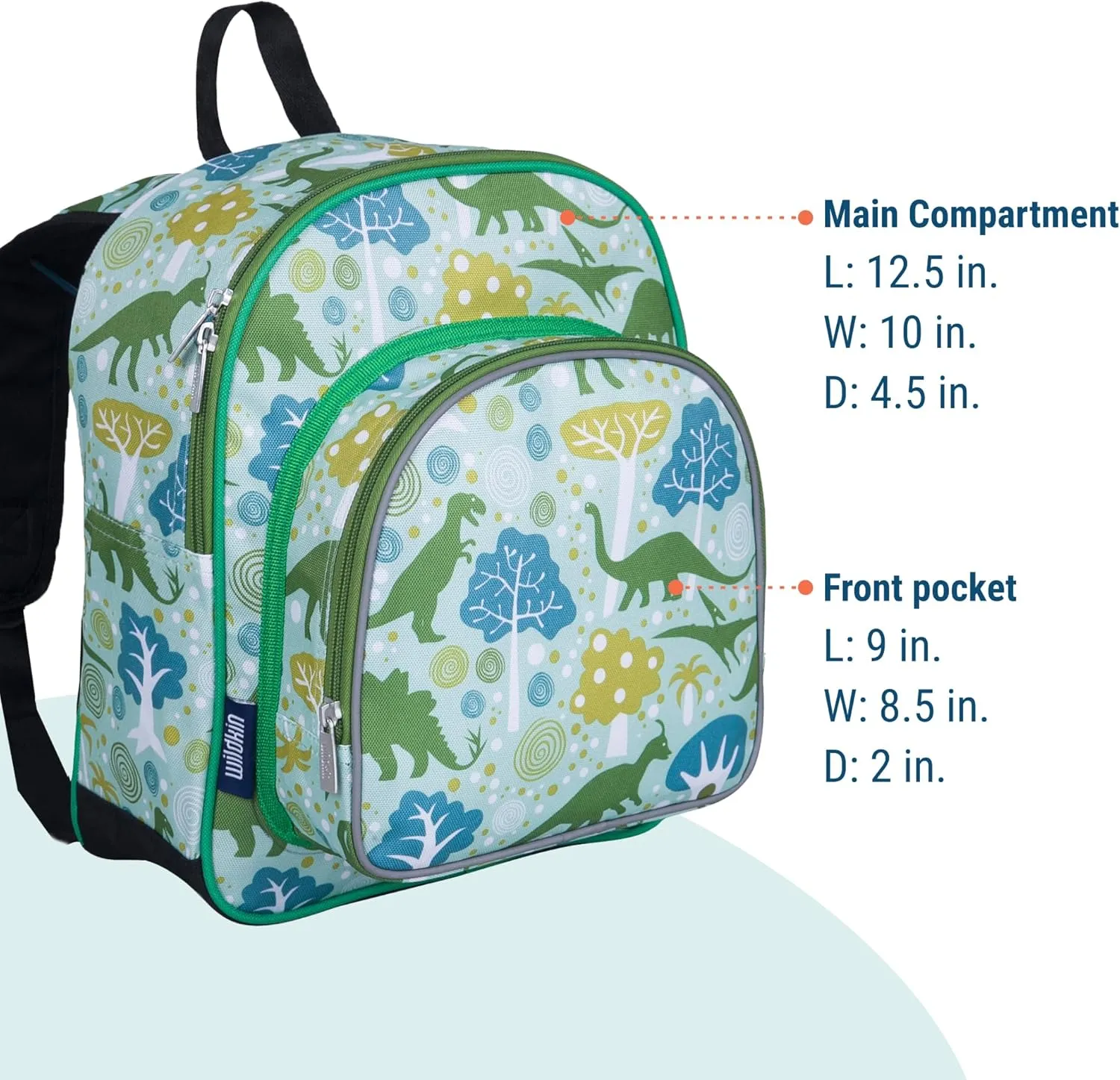 Wildkin 12-inch Kids Backpack  Padded, Adjustable, Ideal for Daycare & Travel - Dinomite Dinosaurs