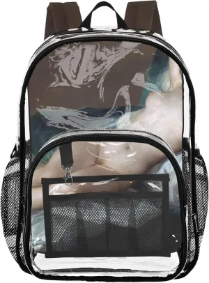 Women Clear Backpack Cute Kids Backpack Boys Girls Large Plastic Approved Bag Francisco Goya Painting Nude Maja