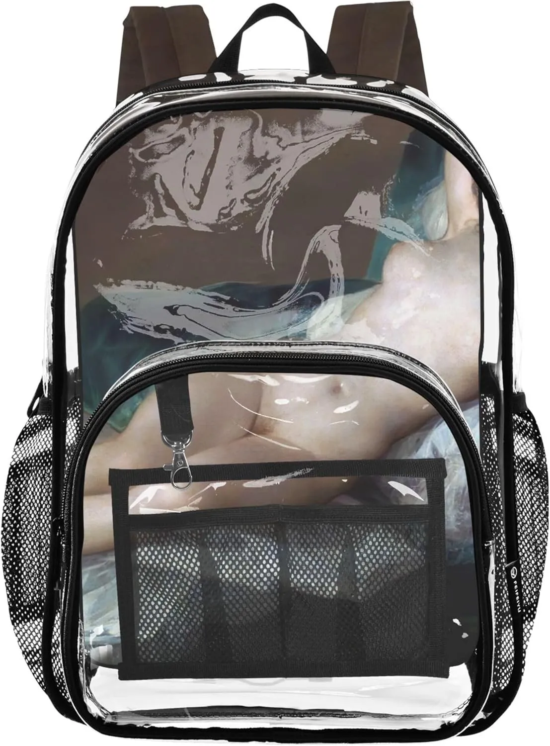 Women Clear Backpack Cute Kids Backpack Boys Girls Large Plastic Approved Bag Francisco Goya Painting Nude Maja