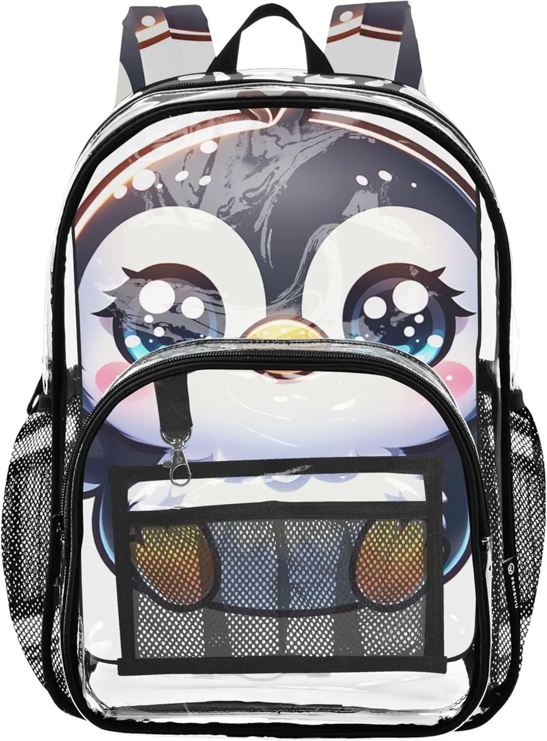 Women Clear Backpack Cute Kids Backpack for Girls Plastic School Clear Bookbag Adorable Penguin Cute