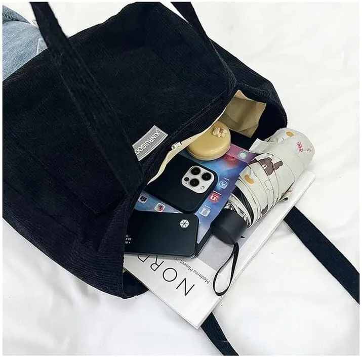 Women Corduroy Tote Bag Large Shoulder Totes Bags Casual Shopping Work Handbag