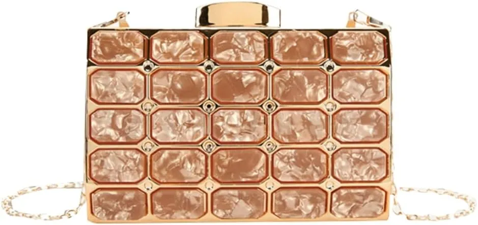 Womens Chic Evening Clutch Bag Acrylic Shoulder Purse Mini Totes Handbag Satchel with Chain Dinner Party Wedding