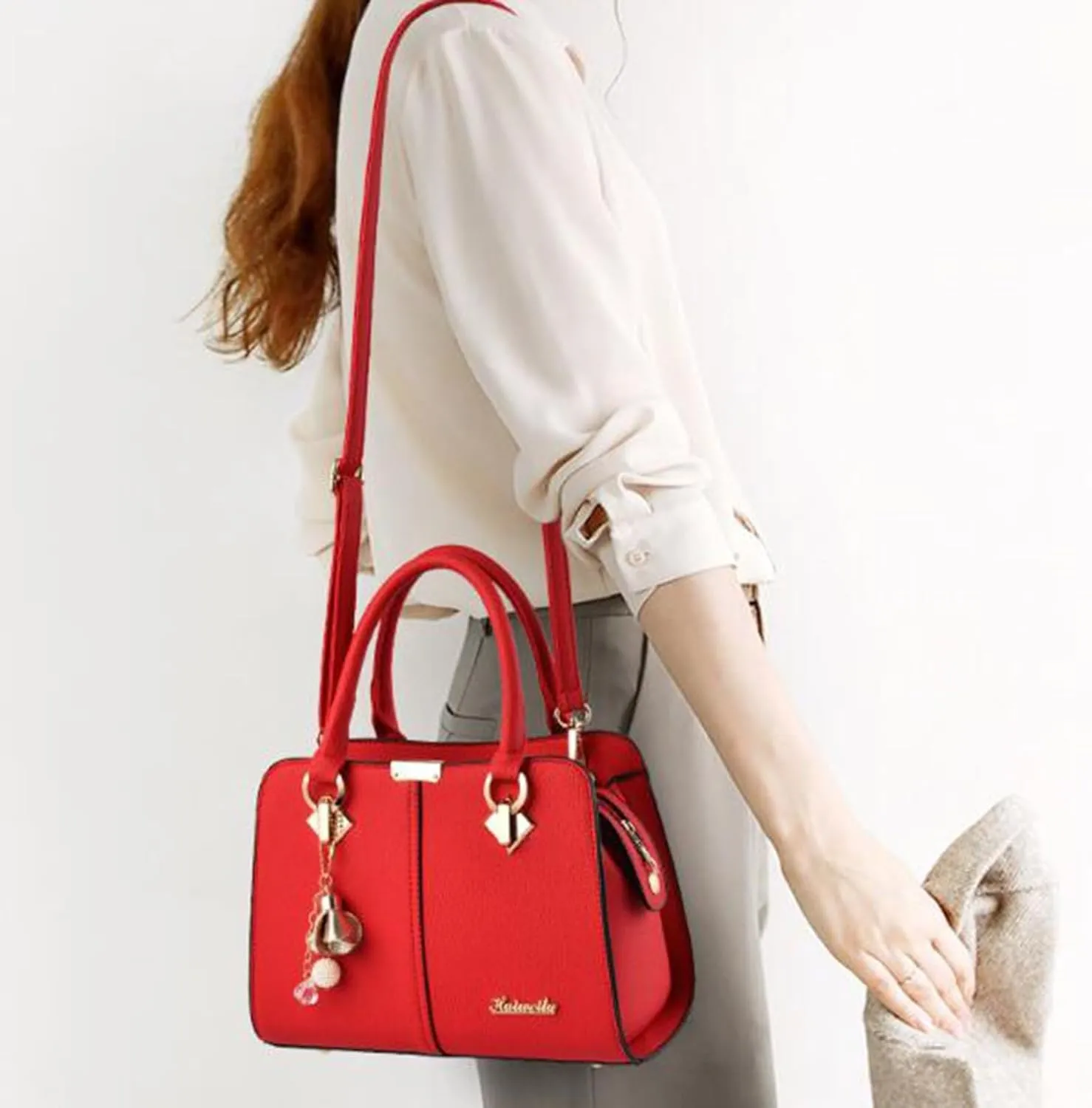 Women's Handbag Trendy Shoulder Crossbody Bag ish Messenger Bags Womens Tote Bags for Work (Red, One Size)