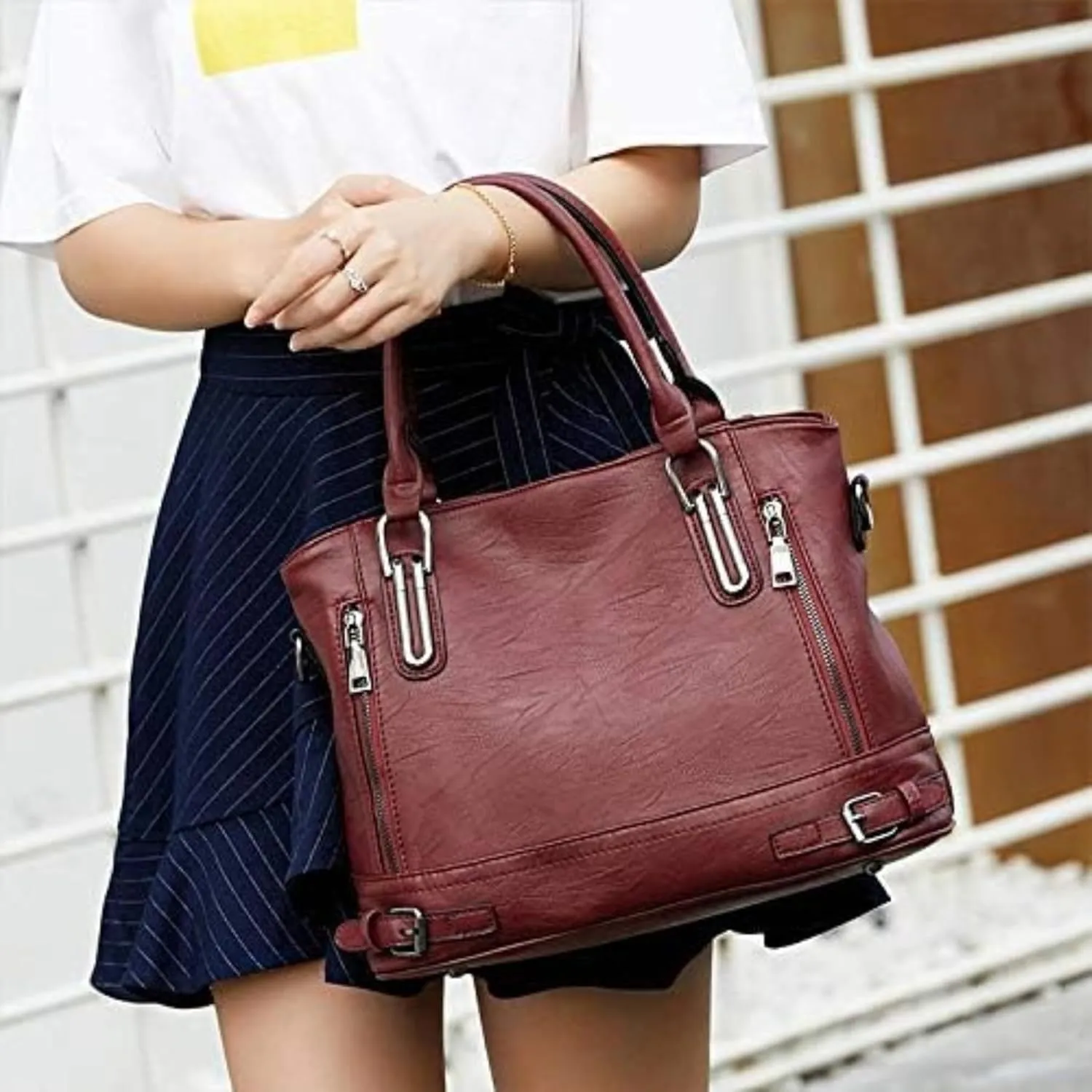 Womens Retro Leather Tote Casual Hobo Bag Purses Fashion Handbags Satchel Shoulder Crossbody Bags Messenger Bag Totes
