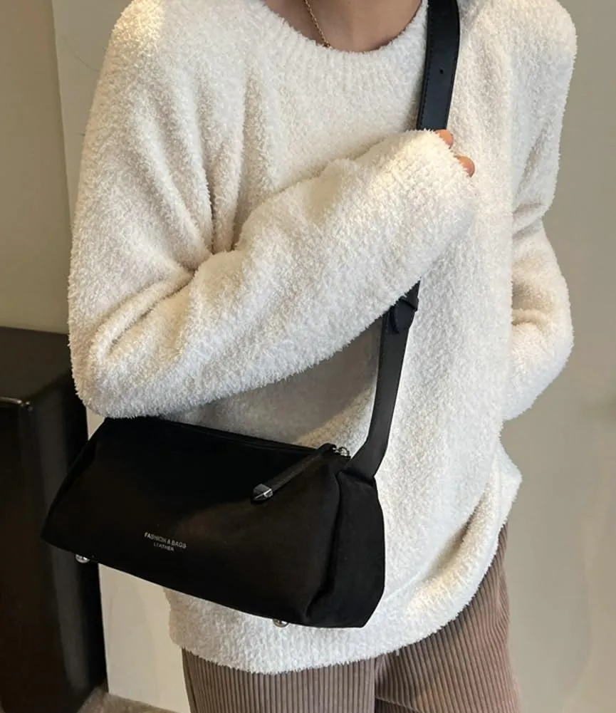 Women's Retro Shoulder Bag Totes Handbag Suede Bucket Underarm Purse Satchel Travel Winter Fall 2024
