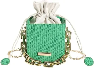 Womens Trendy Shoulder Crossbody Bag PU Leather Y2k Bucket Purse Mini Totes Woven Handbag Satchel